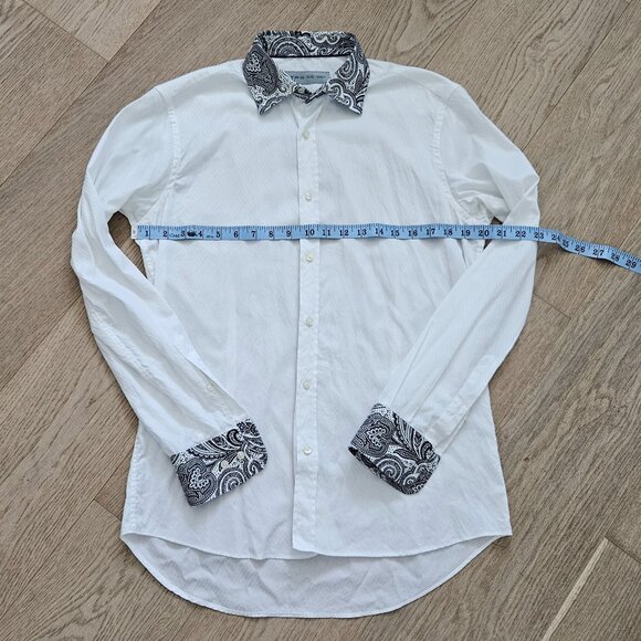 Etro SPA Contrast Paisley Collar & Cuffs Dress Shirt – Size 39 (US M), White - Picture 3 of 11